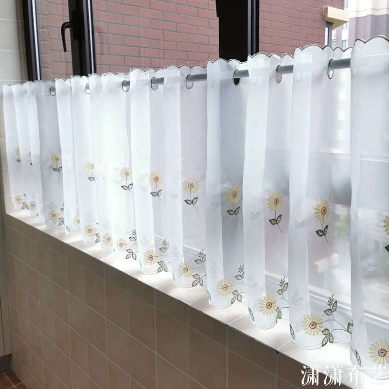 Half Curtain Short Curtain Balcony Sheer Curtain Nordic Kitchen Small Curtain Window Curtain No-Drill Short Curtain