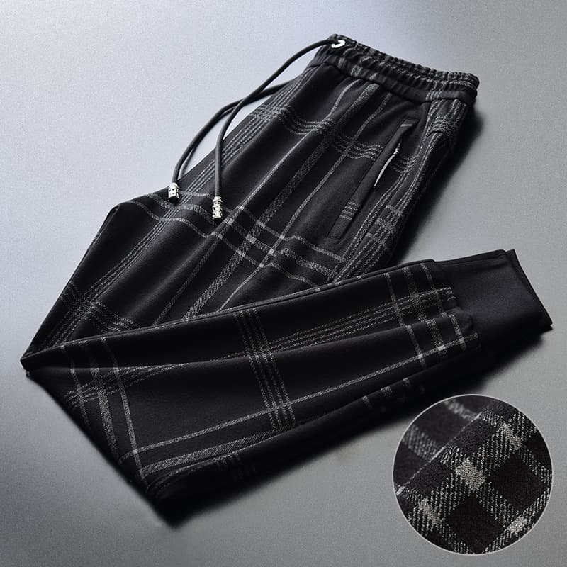 Men's Korean Style Autumn Light Luxury Plaid Casual Pants Elastic Cuff Harem Pants 2022 New Trendy Sweatpants