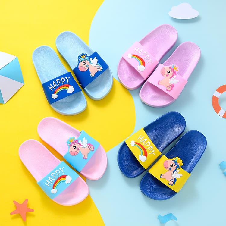 New Children's Slippers Summer Boys Indoor Home Bathroom Outdoor Wear Kids Baby Cartoon Unicorn Slippers Wholesale