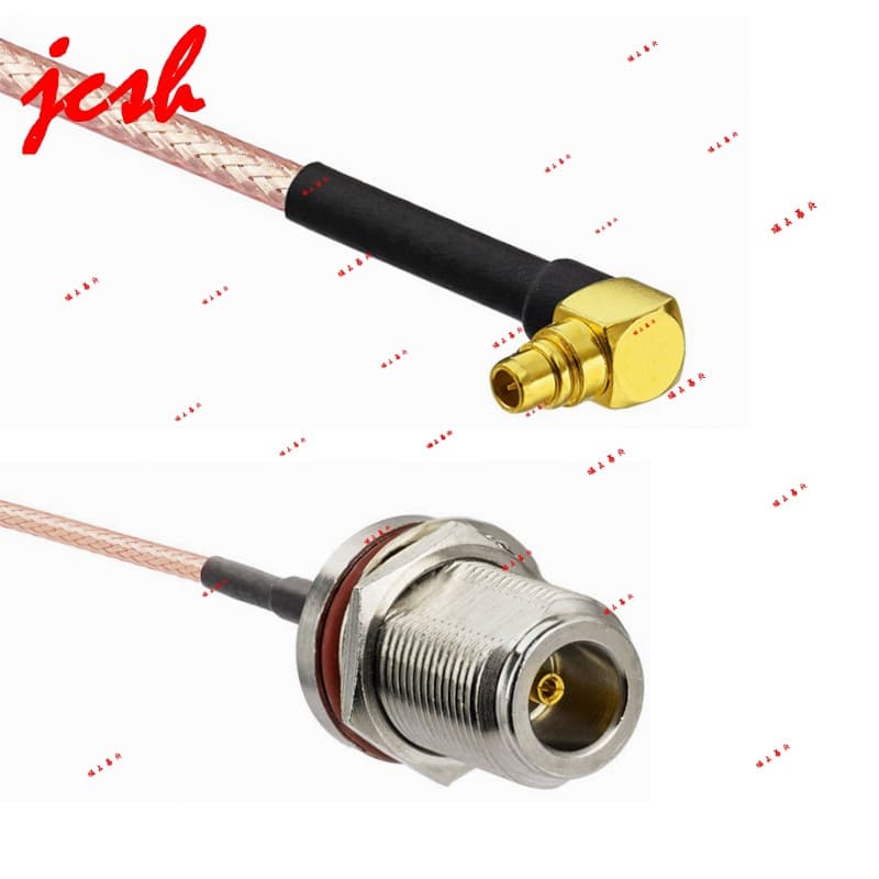 MMCX-JW 90-degree right angle to N-KY waterproof female RF extension RG316 double silver high-temperature cable.