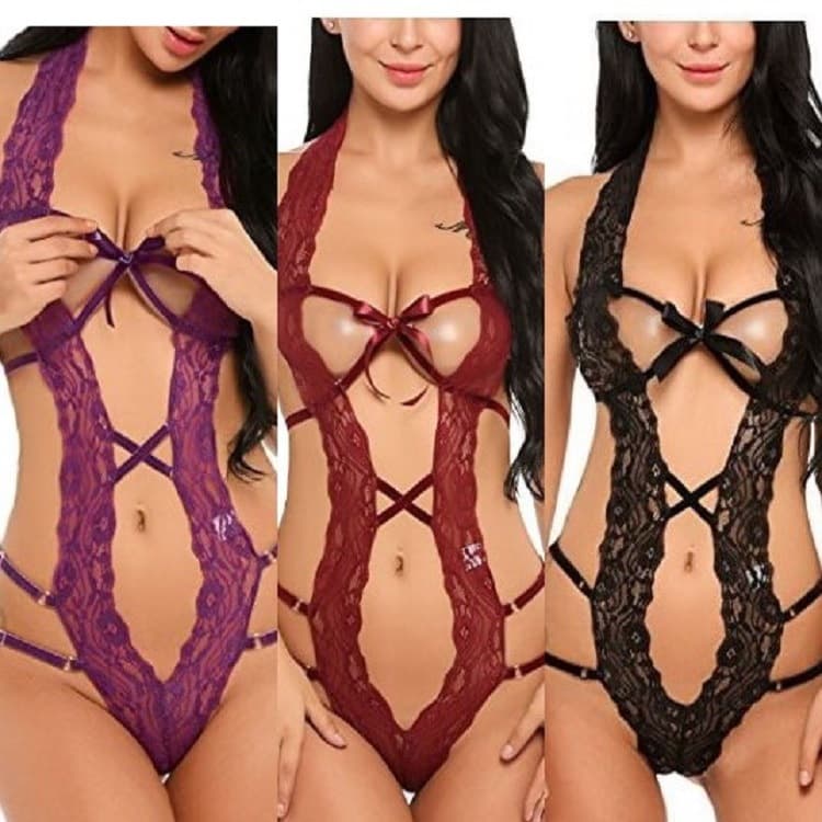 Cross-Border Exclusive European and American Trade Sexy Lingerie Women's One-Piece Open Crotch Hollow Lingerie Factory Direct Wholesale