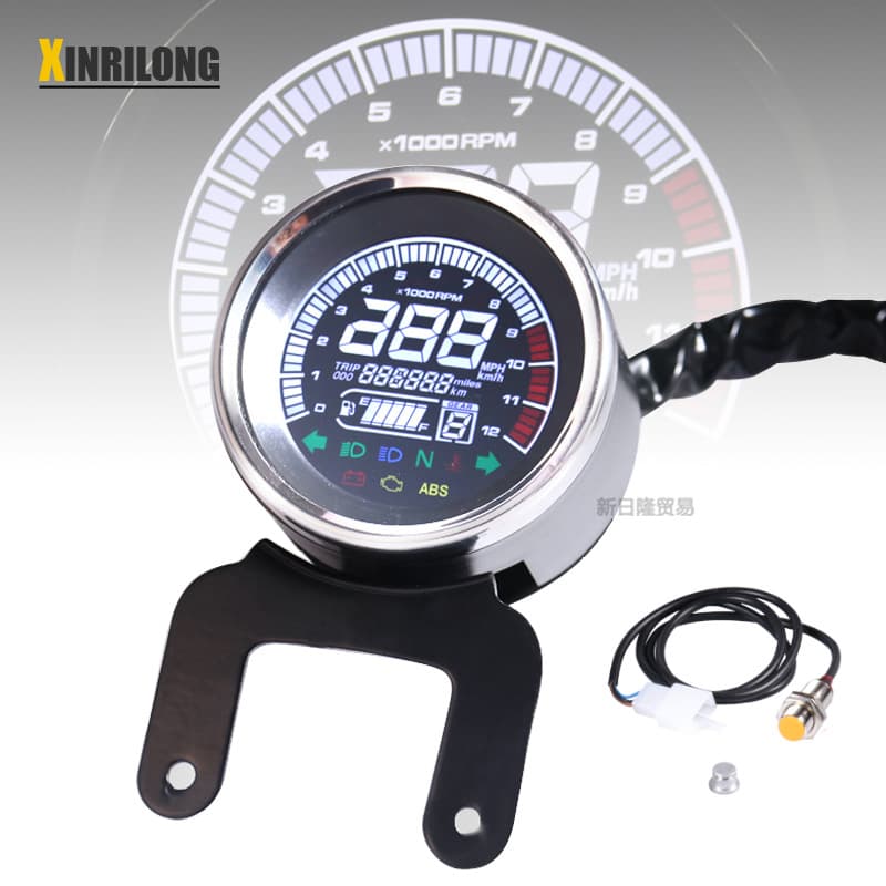 Motorcycle retro modification liquid crystal instrument electronic tachometer switchable km/miles multi-function indicator odometer