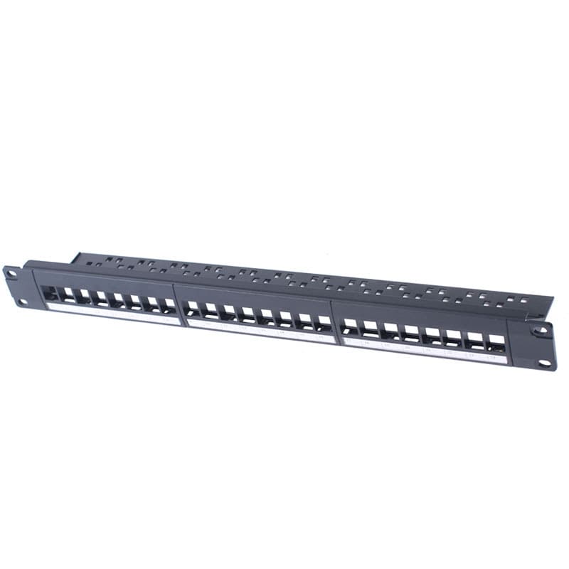 Cat5e/Cat6/Cat6a 24-port pass-through network patch panel, modular unshielded patching