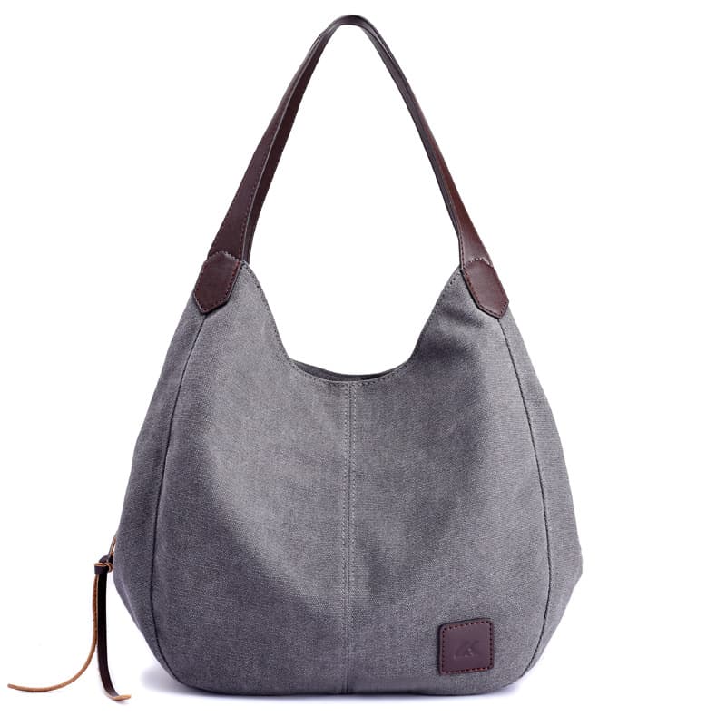 Canvas women's bag, solid color, casual, large capacity, 2018 autumn and winter new style, women's commuter mom bag, fashionable shoulder bag.