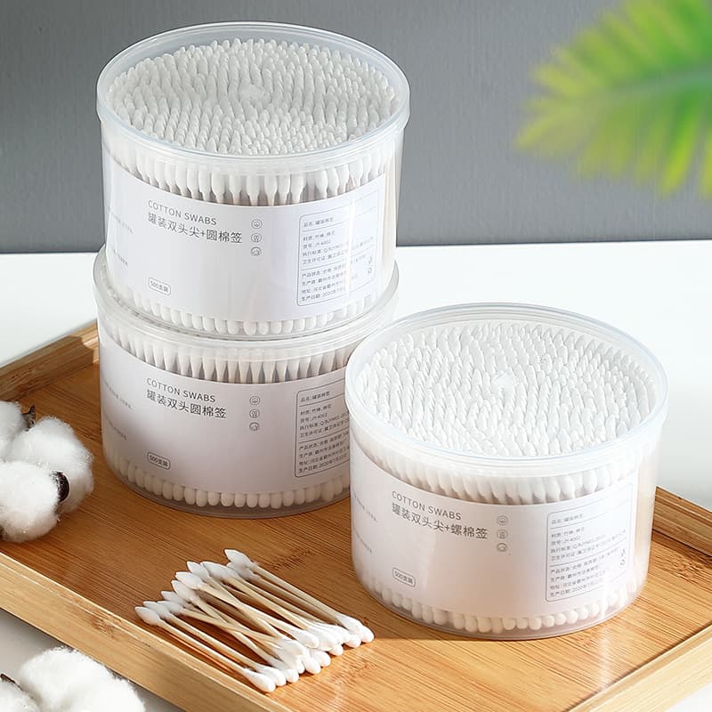 Wooden Stick Cotton Swabs, Home Use Double-tip Pointed Ear Cleaning Cotton Buds, Disposable Hygiene Makeup Cotton Swabs