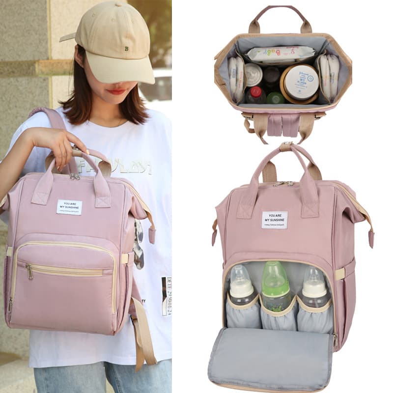 Factory Wholesale Mommy Bag Large Capacity Multifunctional Double-Shoulder Maternity Baby Bag Waterproof Feeding Bottle Diaper Backpack Custom