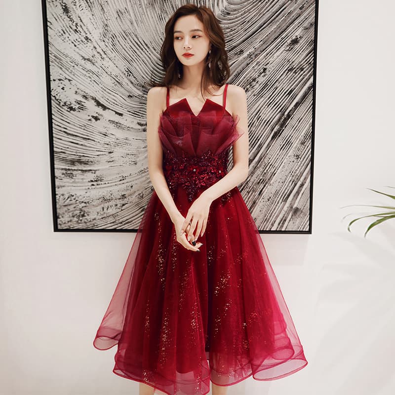 2026 New Summer Bride Toast Dress, Engagement Wedding Red Short Dress, Slim Fit Bride Toast Dress Wholesale