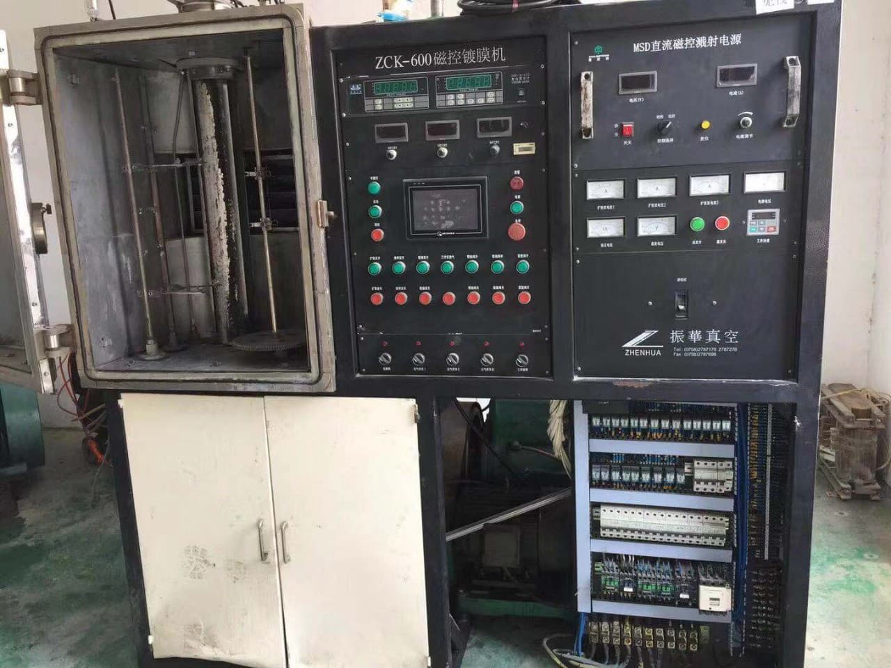 Small magnetron sputtering evaporation coating machine, used Zhenhua coating machine for experimental use with magnetron cylindrical target coating