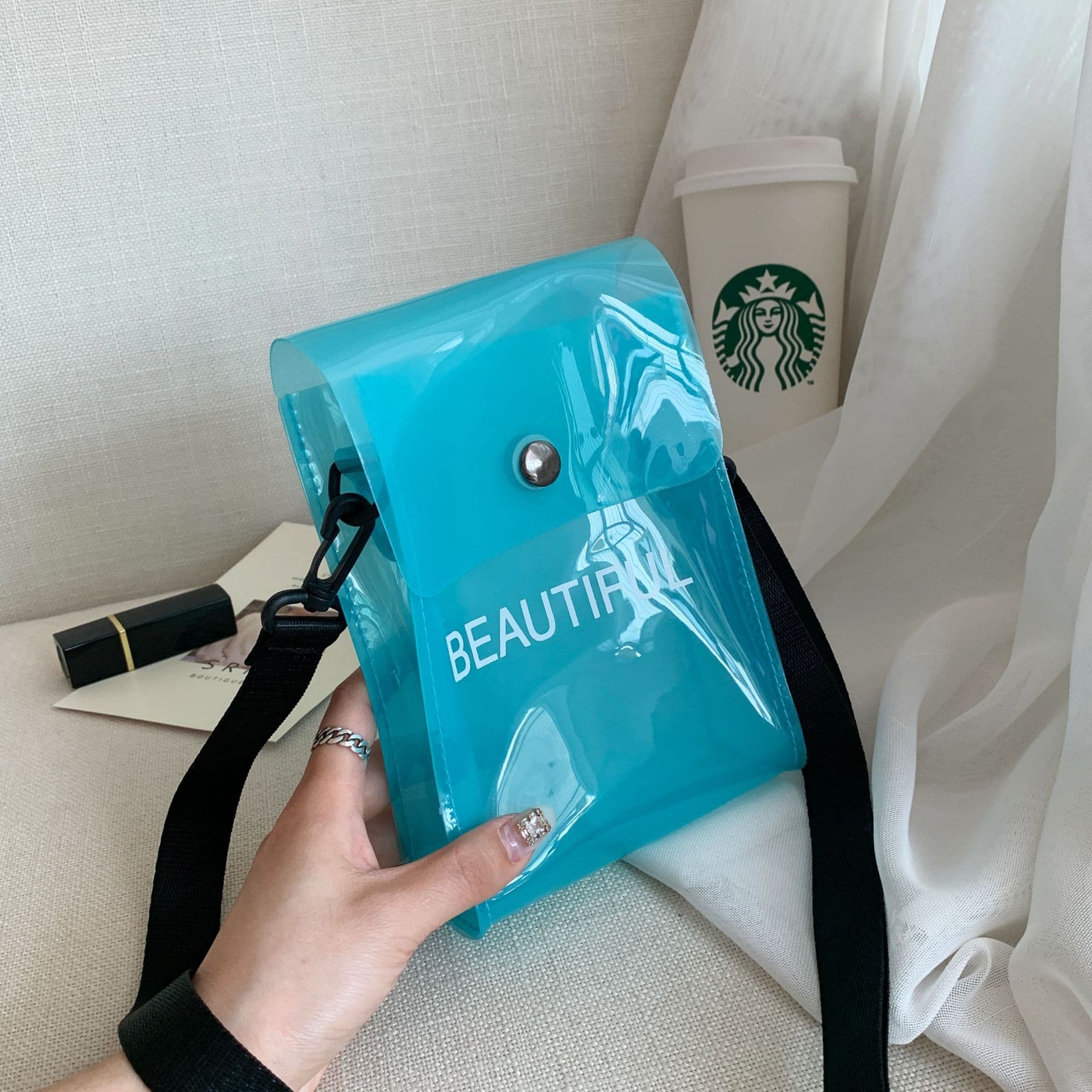 Transparent bag 2020 new crossbody bag versatile Ins jelly bag small square bag bags foreign trade cross-border factory wholesale