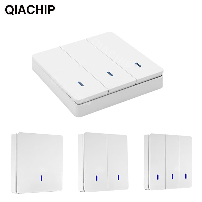 86-Type Stick-On Wall Remote Switch Panel Smart Home Lighting Control Wireless True Fluorescent Strip 433M