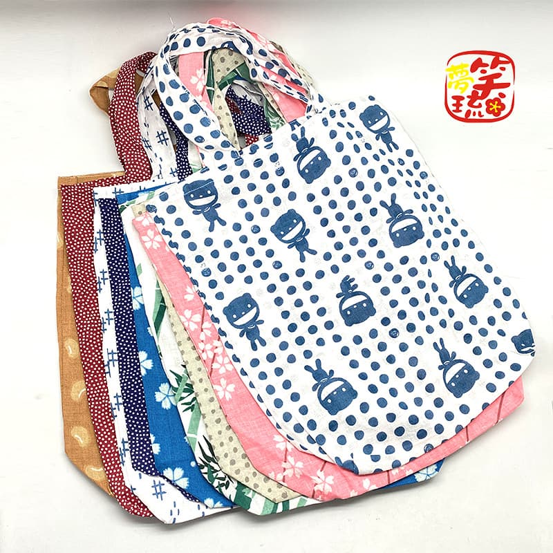 Cotton Tote Bag #HJ-2 - Japanese-style Fabric Shopping Bag, Portable Eco-friendly Unisex Shoulder Bag