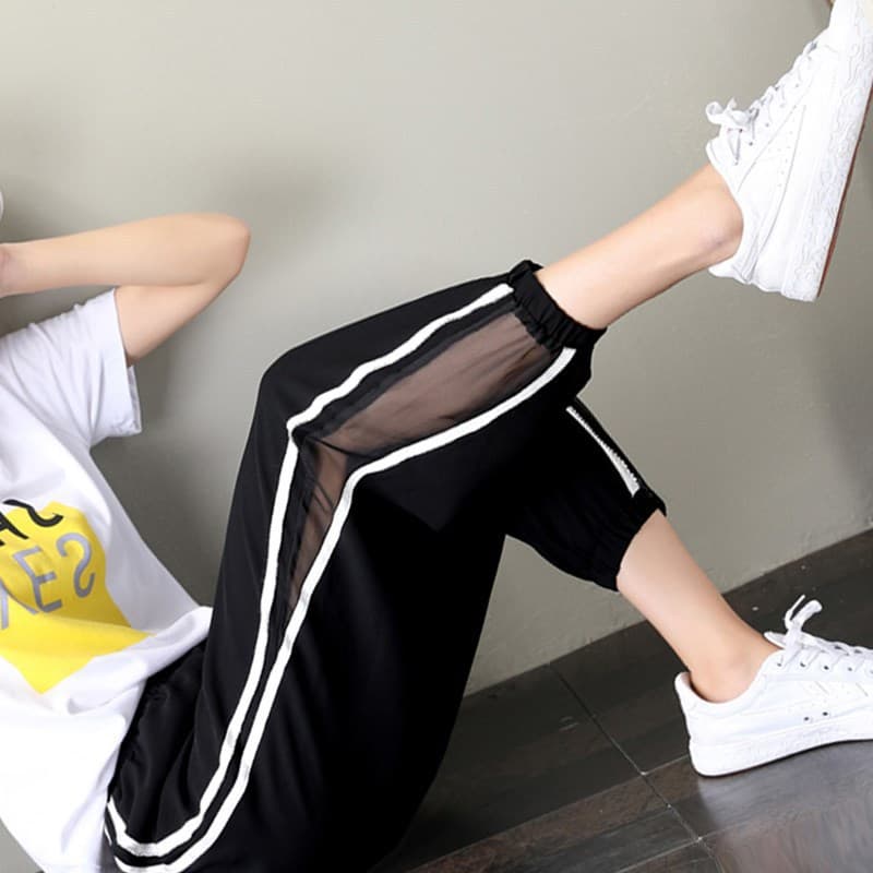 Plus Size Cropped Pants for Women, Thin Harem Pants, Summer Cool Mesh Pants for Chubby Girls, Loose Exaggerated Thick Leg Pants