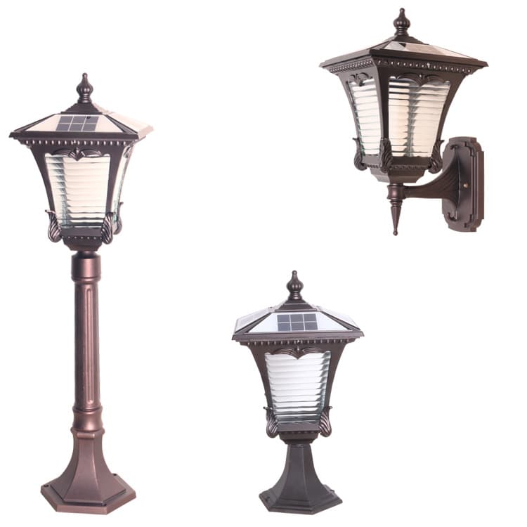 Zhongshan Factory Solar Wall Light Aluminum Vintage Wall Lamp No Wiring Waterproof Lawn Light Outdoor Wholesale