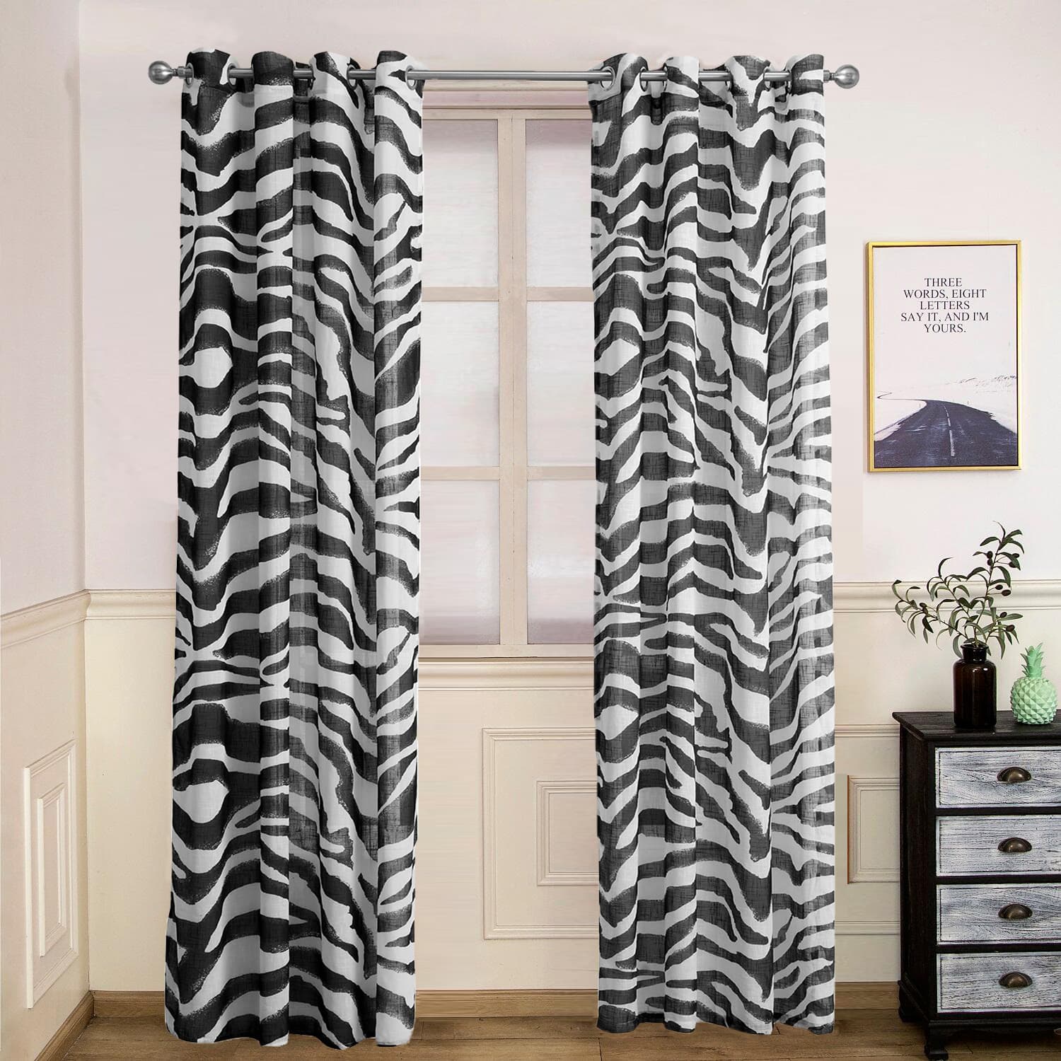 Cross-Border E-commerce Imitation Linen Printed Decorative Curtain, Bedroom Printed Ready-Made Curtain for Amazon