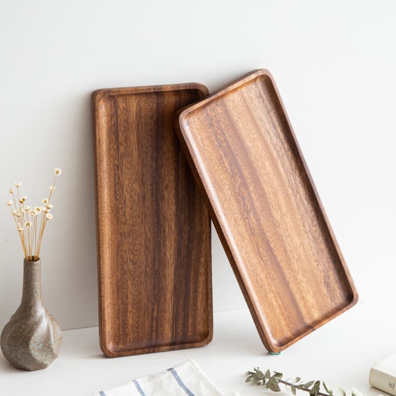 Rosewood Wooden Tea Tray Rectangle Shape Engraving Logo Modern Simple Style Adult Use Dishwasher Safe Customizable