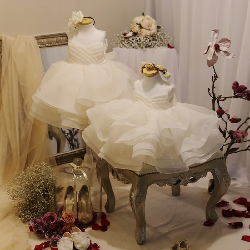 Princess Dress for Girls Tutu Dress Children's Wedding Flower Girl Birthday Piano Performance Outfit Summer Runway