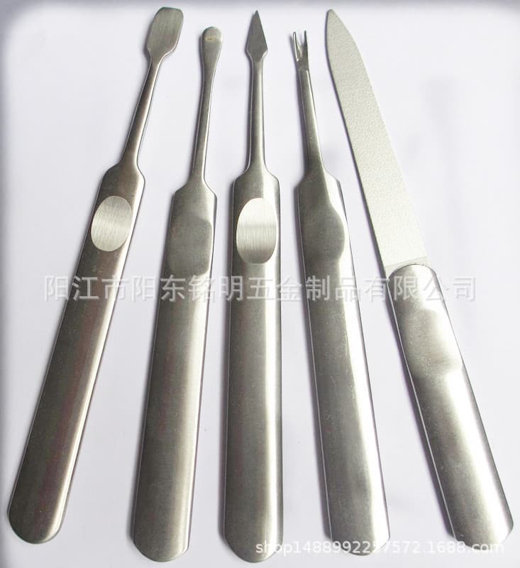 Wholesale High-End Large and Small Stainless Steel Tool Accessories Nail Shovel Ear Scoop Mud Pick Peeling Fork Nail File Manicure