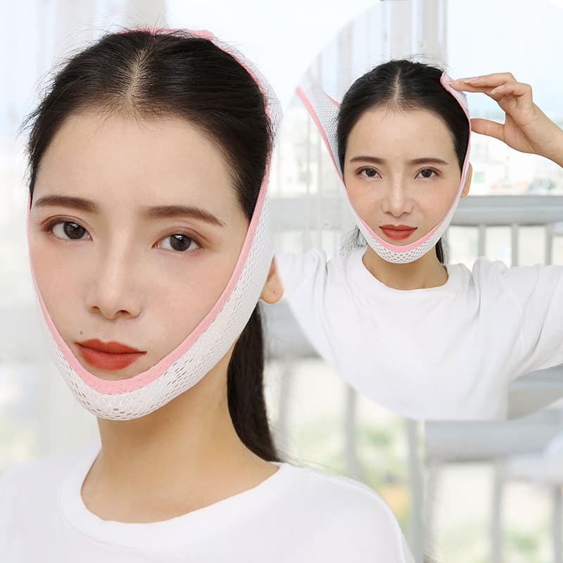 Sleep aid anti-snoring device, small V-face device, bandage to prevent snoring, face mask with tight straps to prevent double chin and nasolabial folds C101