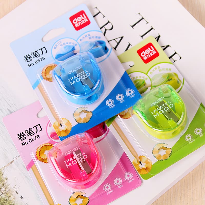 Deli Stationery 0578 Pencil Sharpener Candy Colors Japanese and Korean Fashion Four-Color Sharpener