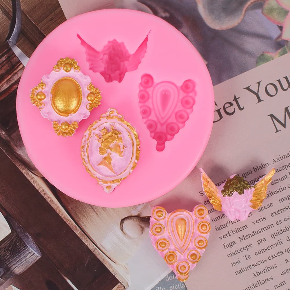Western Baking Tool Gem Relief 4-Cavity Fondant Gumpaste Chocolate Silicone Mold Decorative Silicone Mold