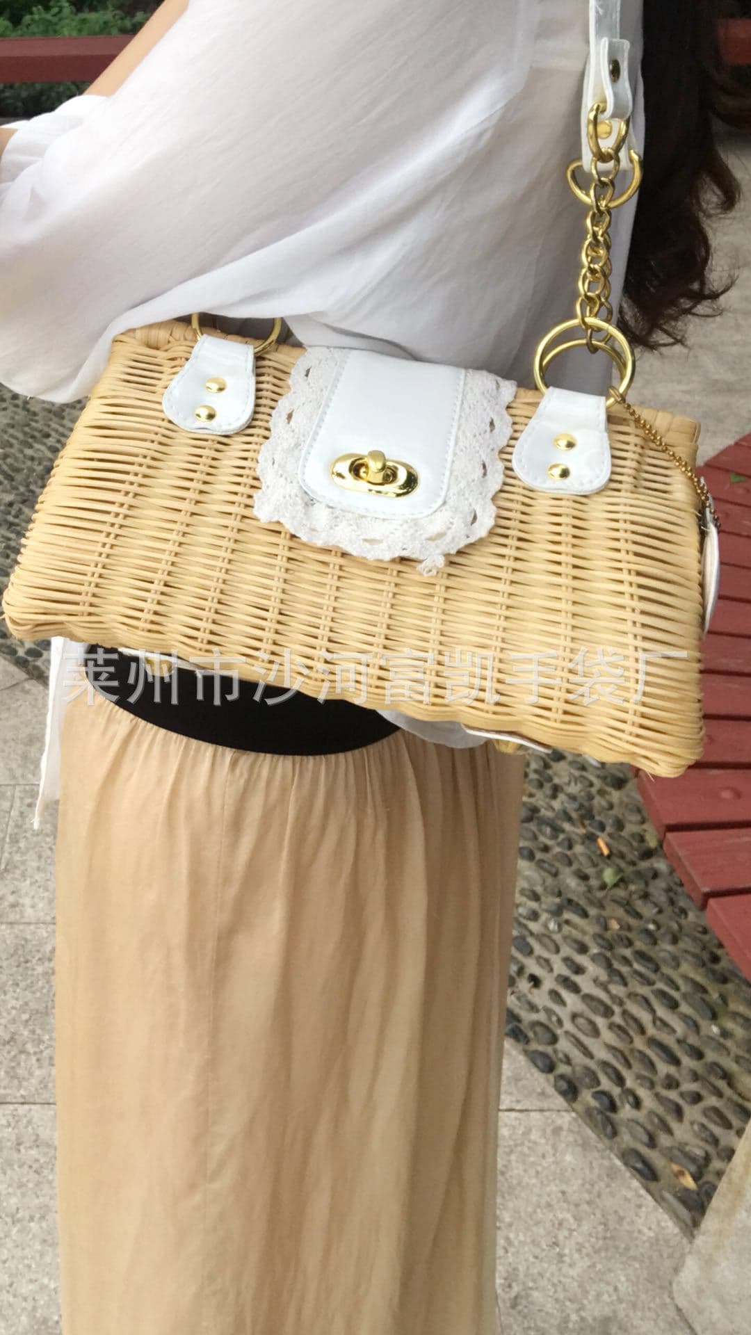 Special Price High-End Woven Rattan Bag Fashionable Lady Bag Princess Lace Bag Straw Woven Handbag Casual Style