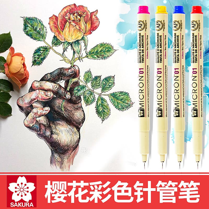Sakura Pigma Micron Waterproof Pigment Pen Set for Manga, Anime, Watercolor, Brown, 01/05/08