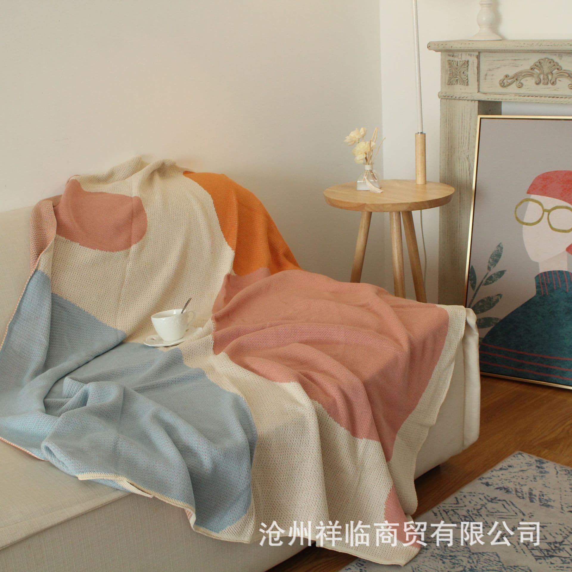 Nordic knitted blanket Morandi throw winter knit leisure sofa blanket spring-summer cover air-conditioner nap blanket