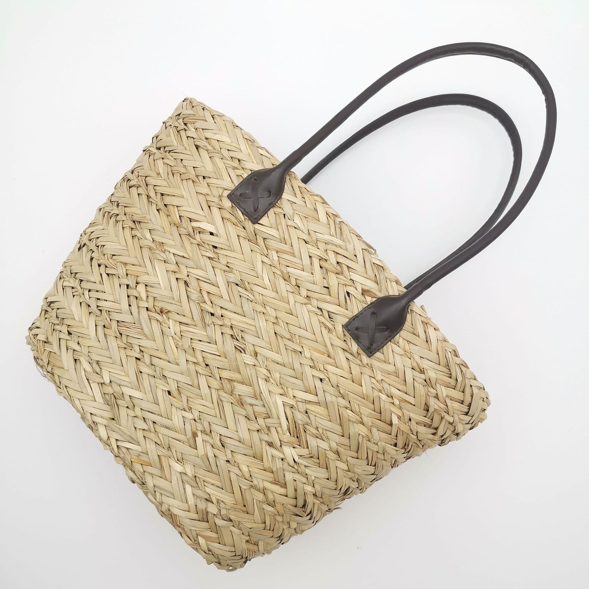 New Woven Women's Bag, Handheld Straw Bag, Half Moon Simple and Stylish, Paper Rope Round Funnel Summer Vacation Bag