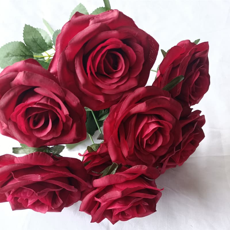 Manufacturer of high-end wedding 10-head French rose bouquets, artificial roses, export-oriented home decoration wedding flower materials