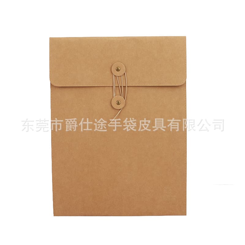 New Eco-friendly Kraft Paper Document Bag, Brown Retro Kraft Paper File Bag, Washable Kraft Paper File Bag