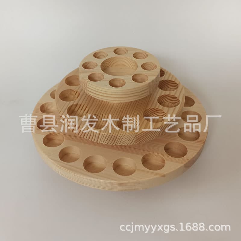 Essential oil storage solid wood doterui essential oil wooden box three-layer display classification display stand round rotating essential oil wooden stand
