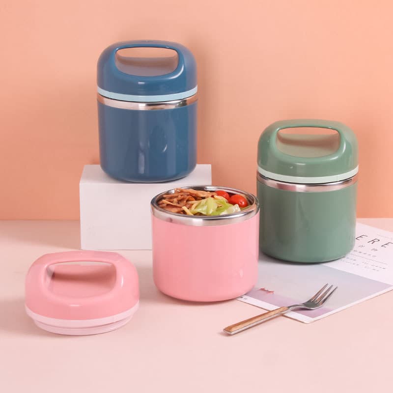 Japanese Stainless Steel Insulated Lunch Box Large Capacity Three-Layer Thermal Bento Box Sealed Handle Portable Student Single-Layer Lunch Box