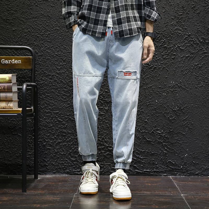 2019 autumn hip-hop jeans for men, trendy brand loose harem leggings, versatile large size fat men's trendy pants for men