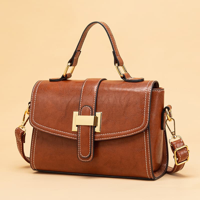 Vintage Waxed Leather Biker Bag 2026 New Women's Bag European and American Fashion Soft Leather Large Bag Simple Handbag Shoulder Bag