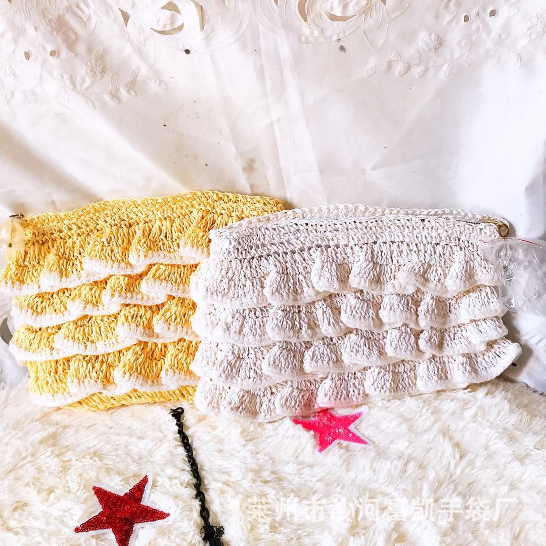 Crochet Clutch Straw Woven Coin Purse Fashion Casual Bag Fresh Vacation Travel Bag Versatile Lady Bag