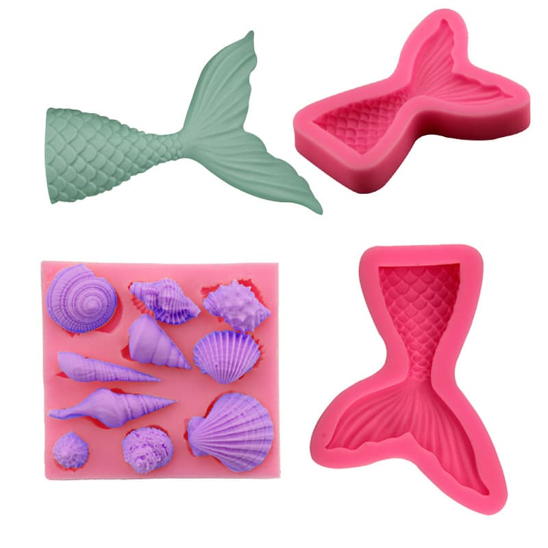 Mini Mermaid Fish Tail Silicone Mold Baking Tool Chocolate Mold Irregular Shape Cake Mold for Bread Mousse Jelly Food Processing