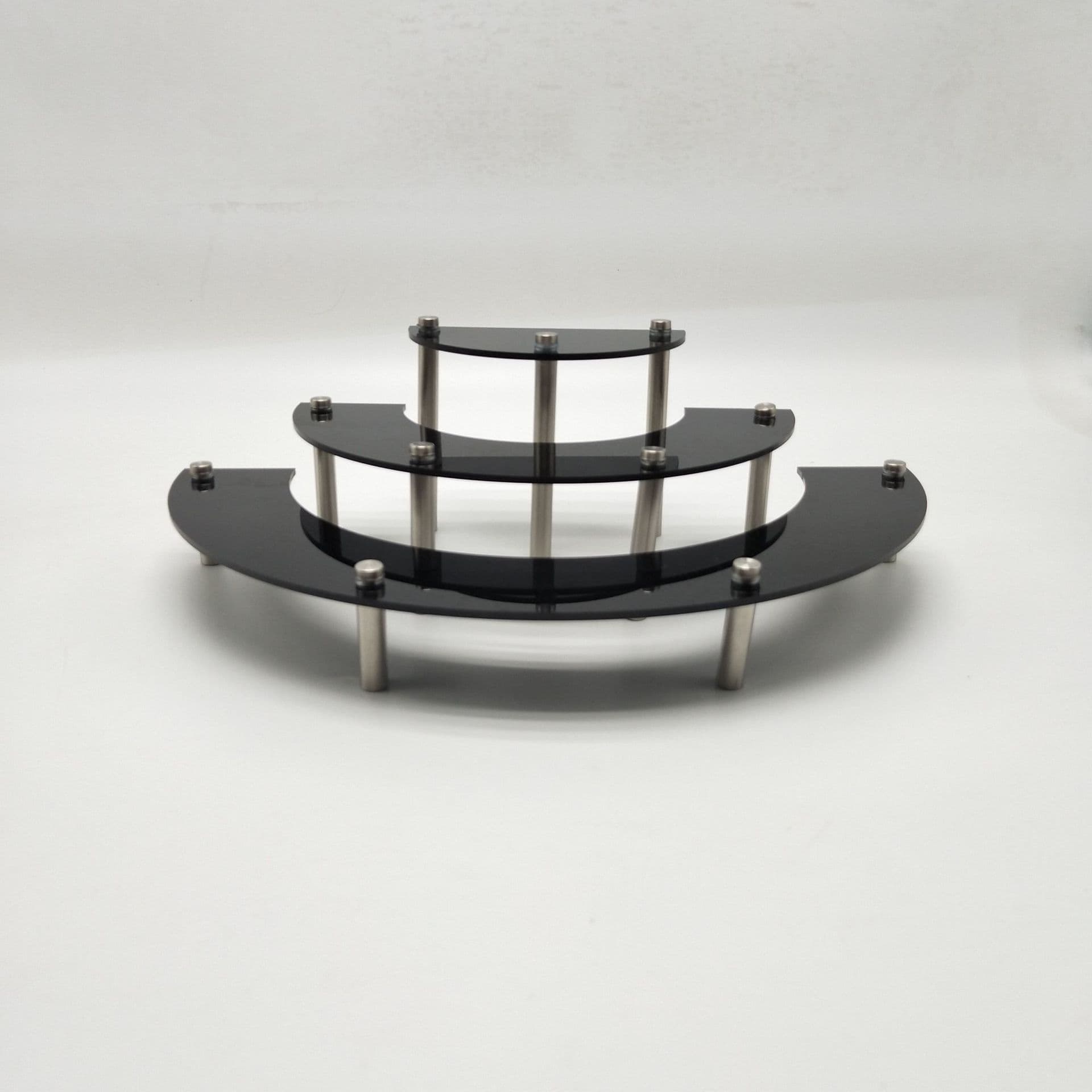 Black Three-Tier Acrylic Half-Circle Cake Display Stand Round Dessert Display Rack Cosmetics Display Stand