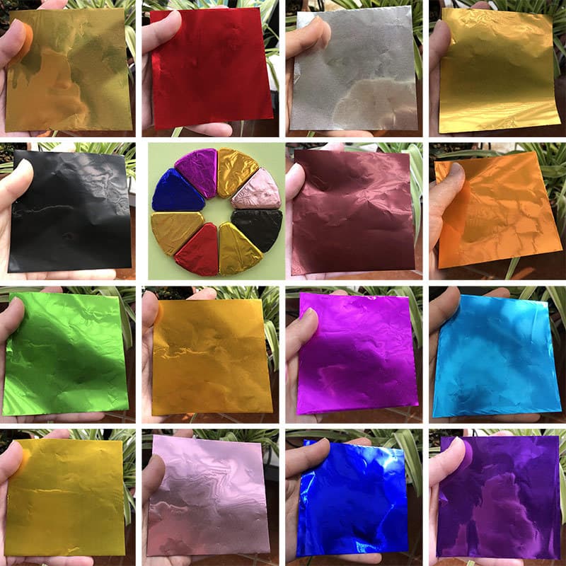8*8cm foil, colored gold chocolate black sesame ball dragon pearl tuo tea mugwort packaging aluminum foil with glossy surface