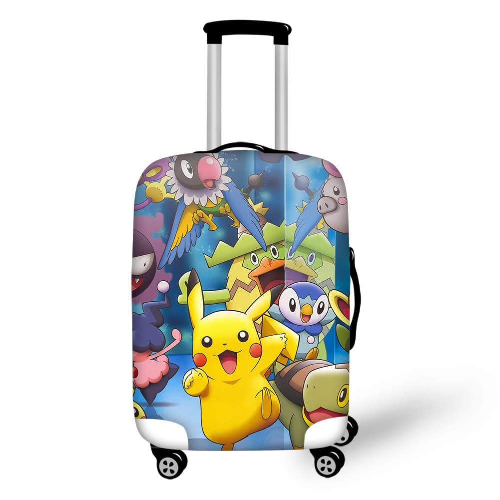 Luggage Protection Cover Anime Pikachu Ash Ketchum Suitcase Set with Tag Customization
