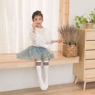Custom Children's Knee-High Socks Student Socks Summer Thin Velvet White Girls Striped Thigh-High Socks Princess Socks