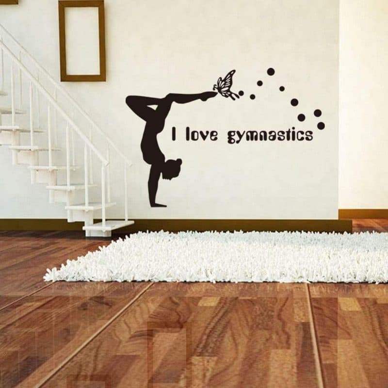 I love gymnastics Gymnastics Girl Butterfly Pattern Creative Carved Wall Sticker