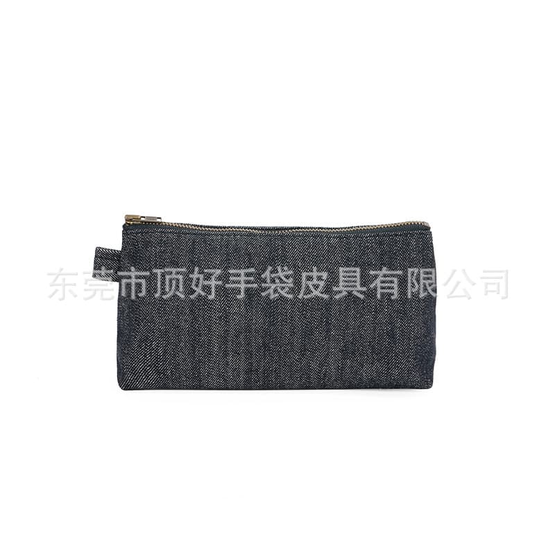 Factory Custom Denim Fabric Zipper Bag Waterproof Wear-resistant Denim Storage Bag Outgoing Portable Denim Clutch Bag