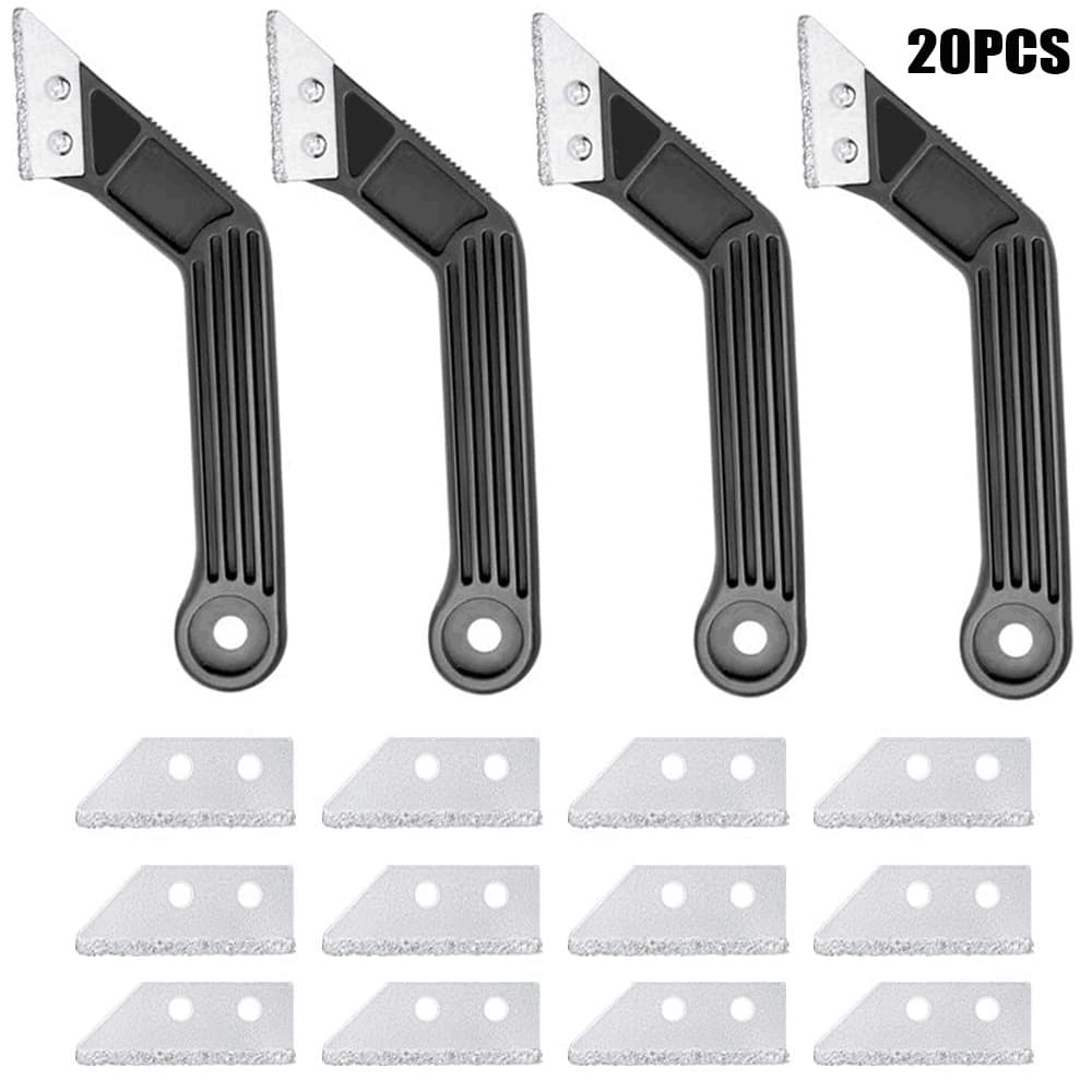 Manual Grout Scraper Blade Set Combination Edge Gap Cleaning Tool Oblique Handle Mortar Removal Tool Kit for Home Maintenance