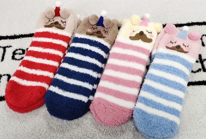 Original Cute 3D Soft Coral Fleece Women's Winter Thick Towel Socks Mid-Calf Sleep Non-Slip Floor Socks