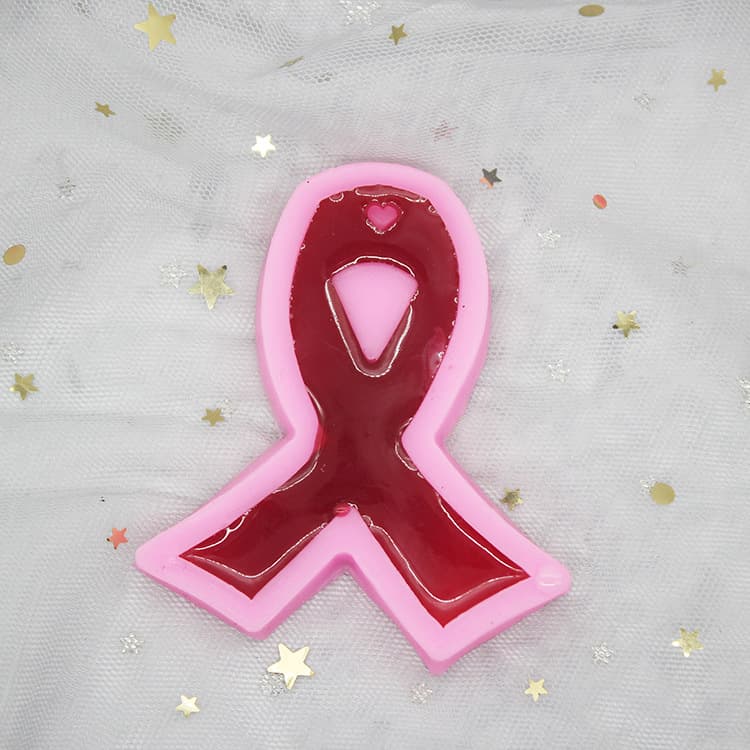 Heart Ribbon Keychain Silicone Mold Car Air Freshener Pendant Mold Bag Charm Mold P1319