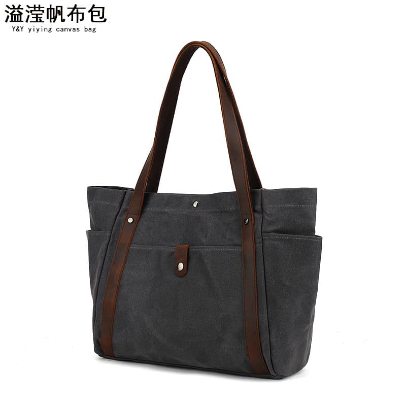 Casual waxed canvas women's handbag, shoulder bag, crossbody bag, shopping bag, storage bag. Yiying factory direct sales.