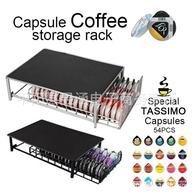 Coffee Capsule Holder, Drawer-Style Capsule Coffee Storage Rack, Tassimo Capsule Holder for 54 Capsules