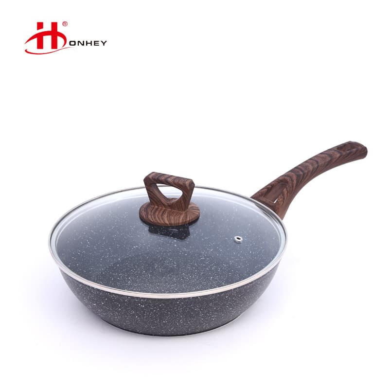 Korean Maifan Stone Non-Stick Wok, Low Smoke Multi-Functional Frying Pan, Coating-Free, Home Use for Induction and Gas Stoves