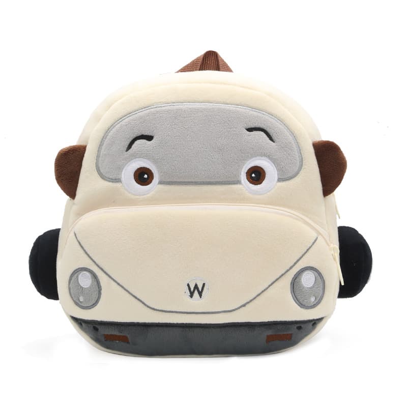 Cartoon Beetle Car Plush Backpack for Kindergarten Children Aged 2-4, Cute Backpack for Boys and Girls