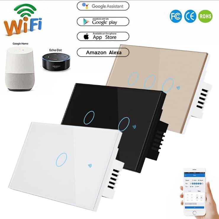 Model 120 US Standard Smart Single-Wire Neutral WiFi Switch + RF433 WiFi Remote Control Switch